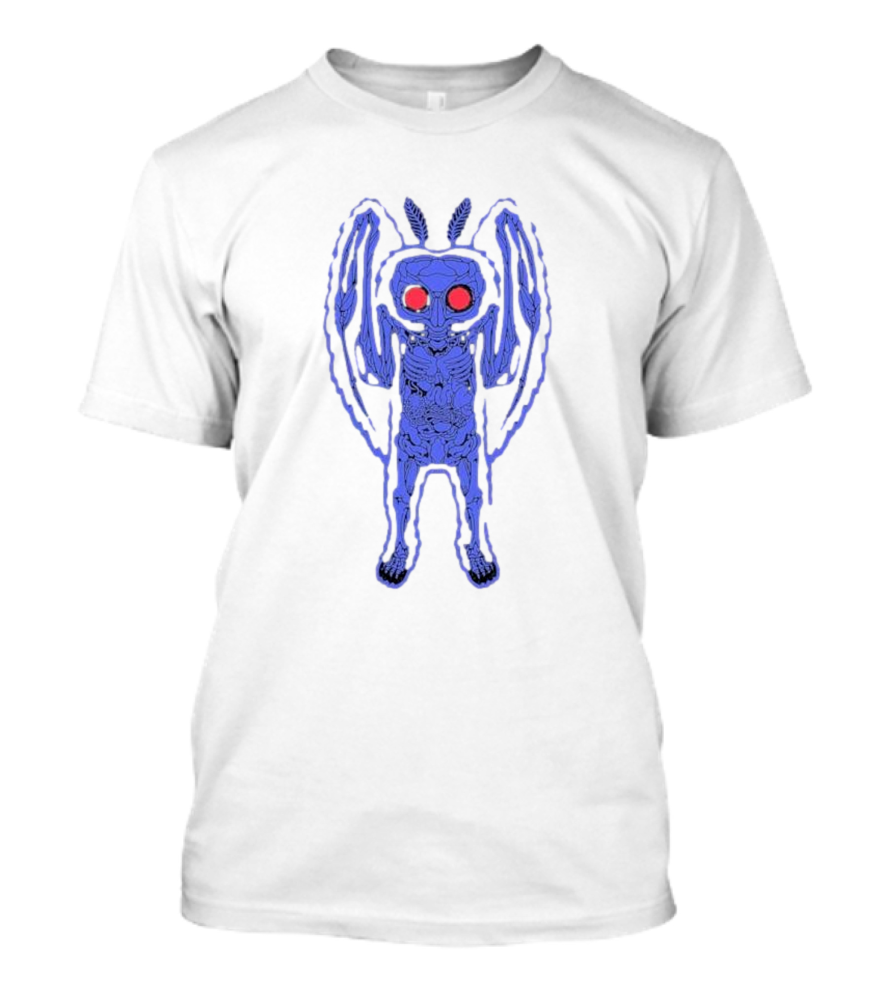 Mothman Anatomy Red-Eyed Skeletal Illustration Drew Wise T-Shirt