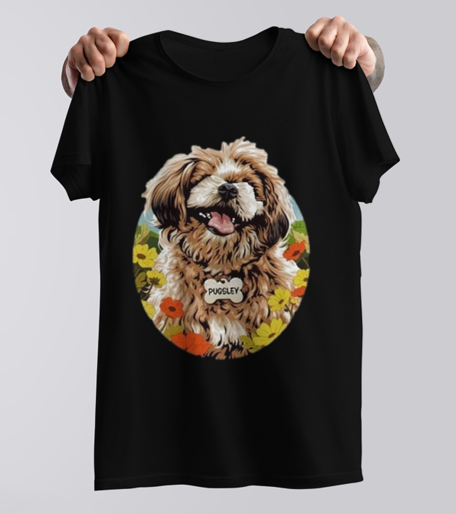Nordacious Pugsley Dog Flowerful Bliss T-Shirt