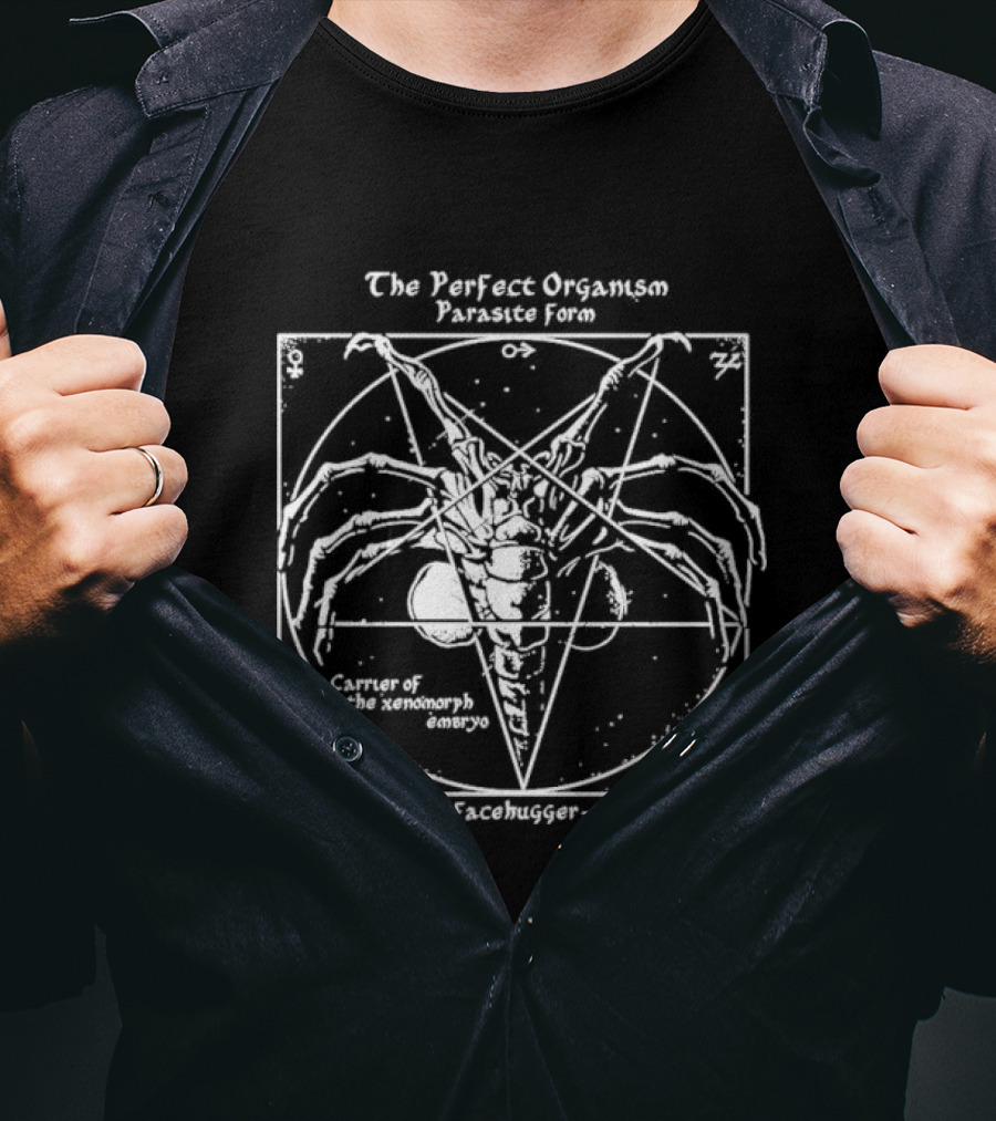 The Perfect Organism Parasite Form Carrier Of The Xenomorph Embryo Facehugger T-Shirt