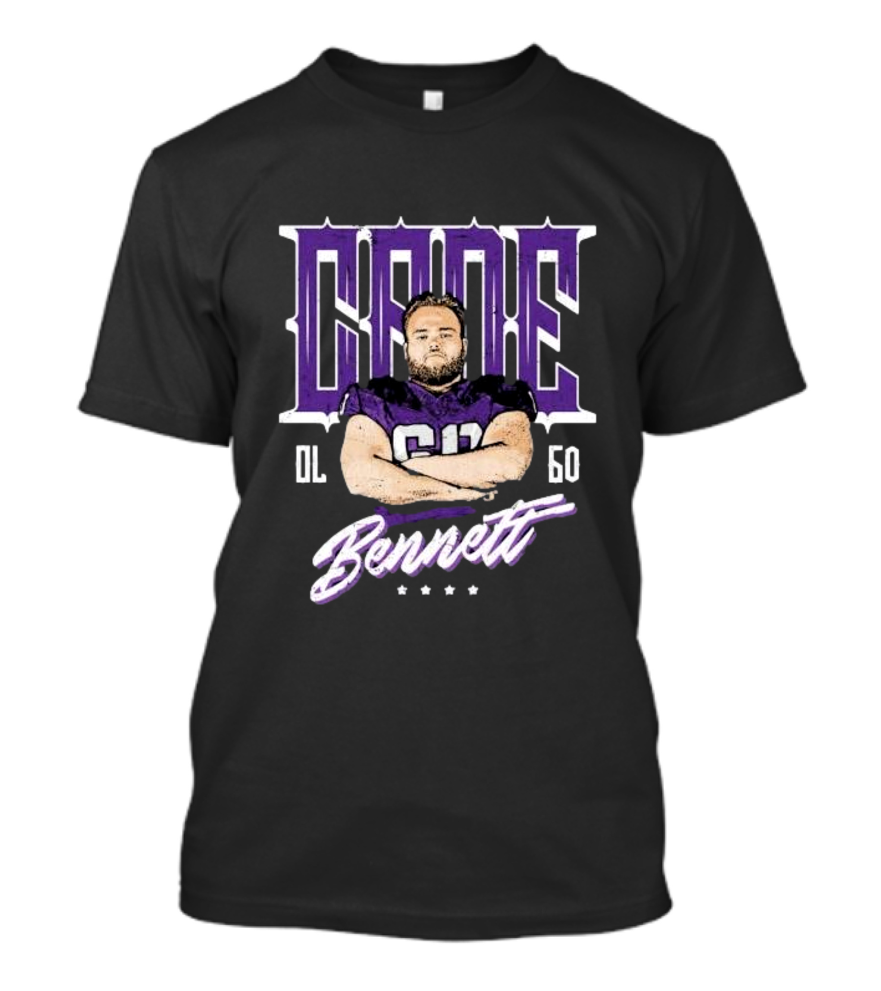 Cade Bennett OL 60 Purple Football Player T-Shirt