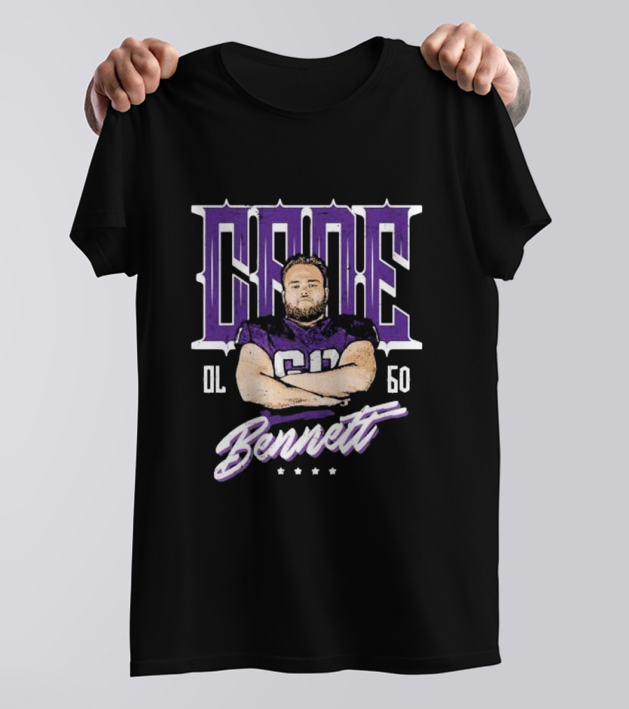Cade Bennett OL 60 Purple Football Player T-Shirt