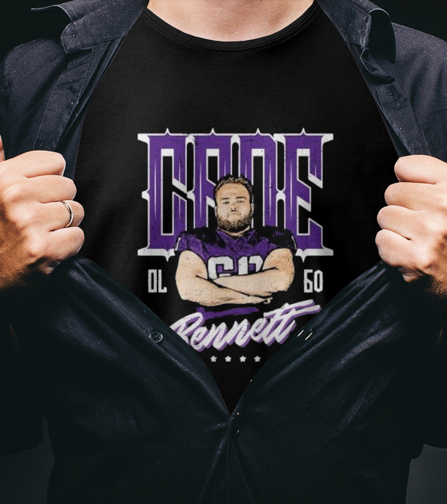 Cade Bennett OL 60 Purple Football Player T-Shirt