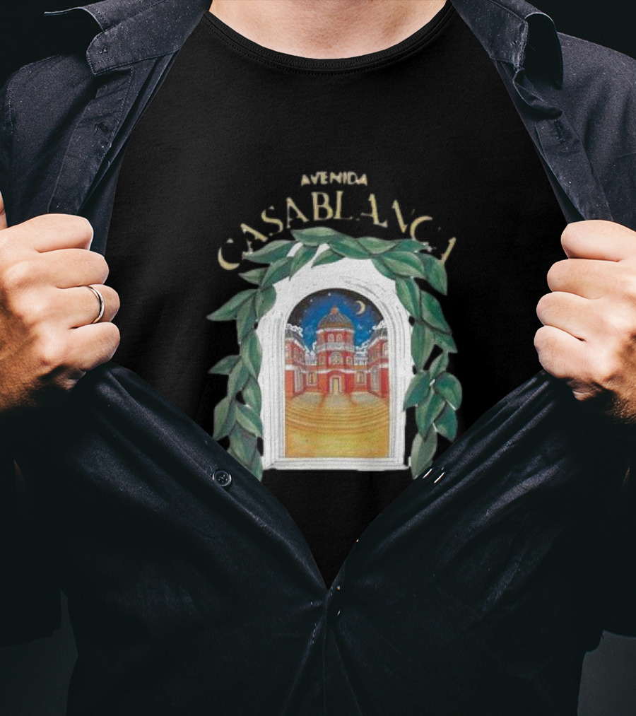 Casablanca Avenida Night Scene With Moonlit Architectural View T-Shirt