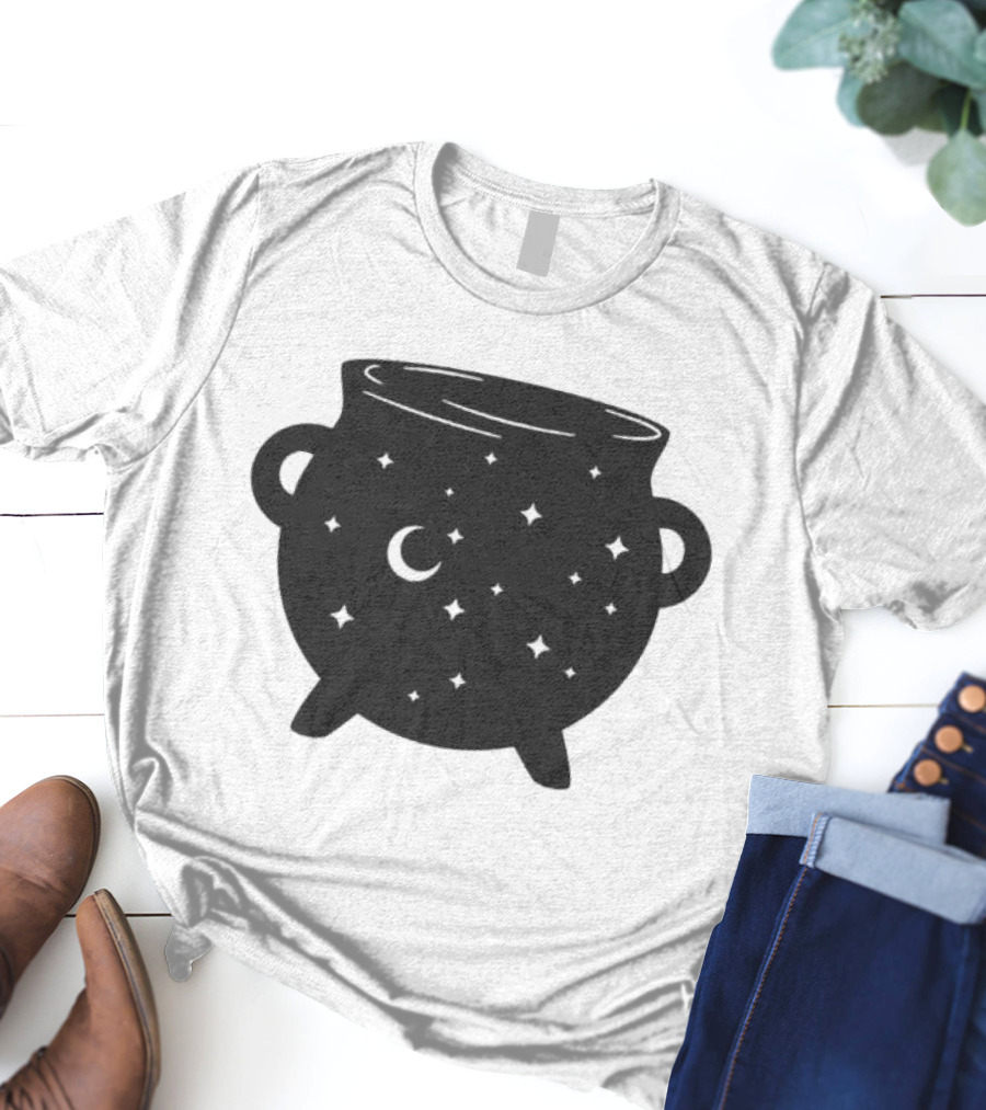 Celestial Cauldron Moon Star Cosmic Mystical Witchy Occult Vintage T-Shirt
