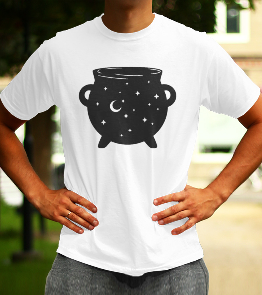 Celestial Cauldron Moon Star Cosmic Mystical Witchy Occult Vintage T-Shirt