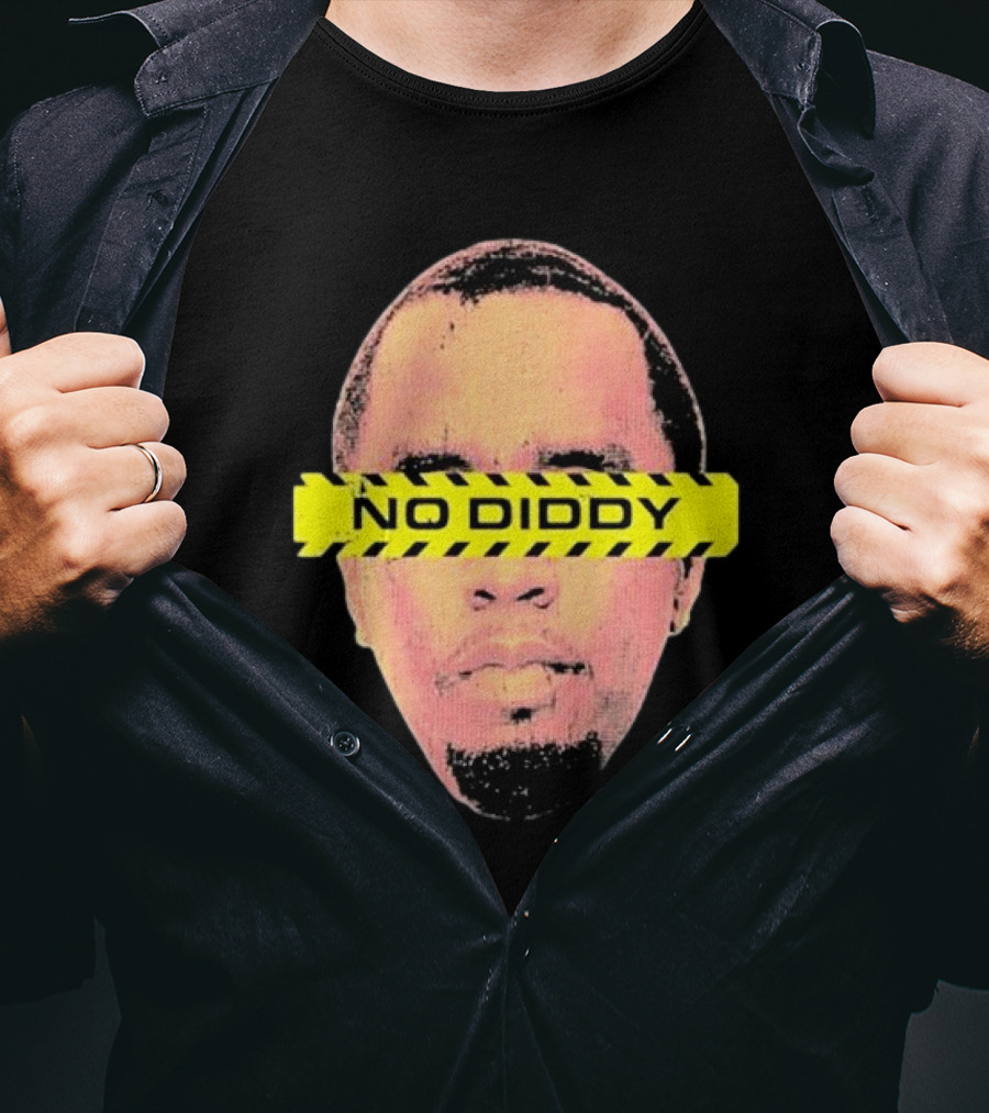 Imtaitianaj Creative Text No Diddy Caution Overlay T-Shirt