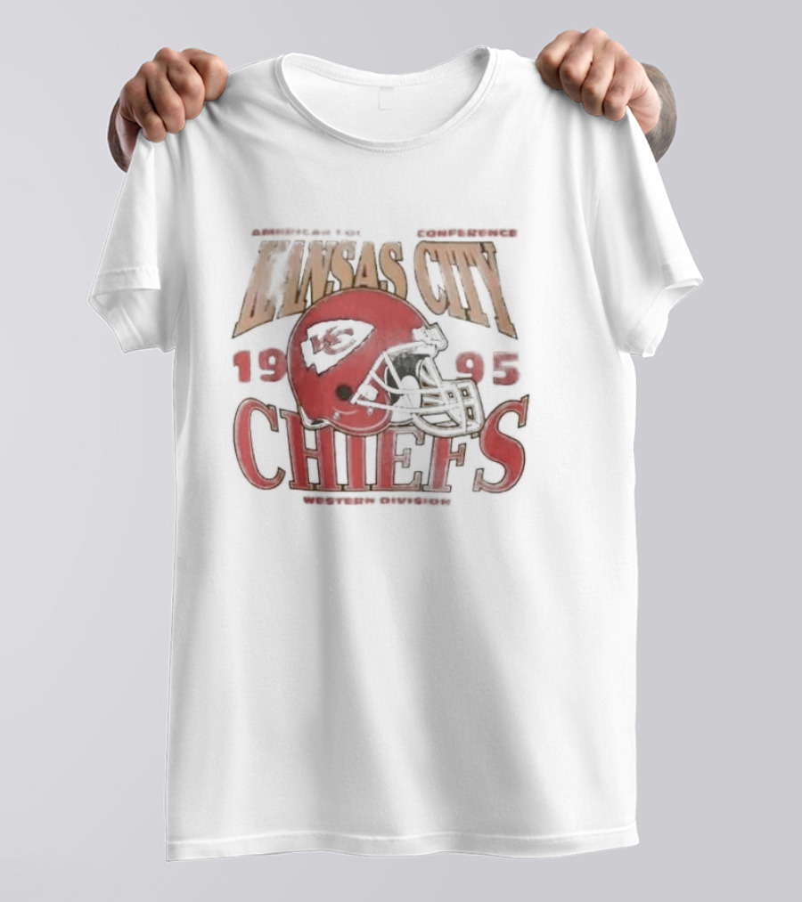 Kansas City Chiefs 1995 American Football Conference Western Division Retro Helmet T-Shirt