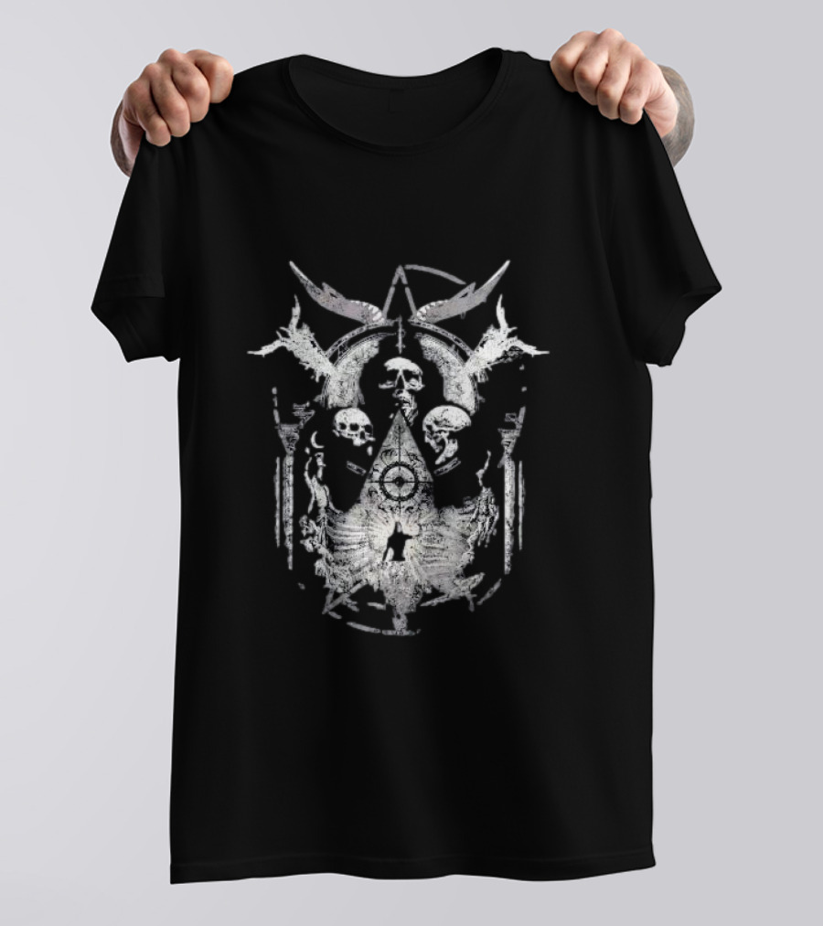 New Rare Gothic Aesthetic Occult Symbolic Design With Skulls And Mystical T-Shirt