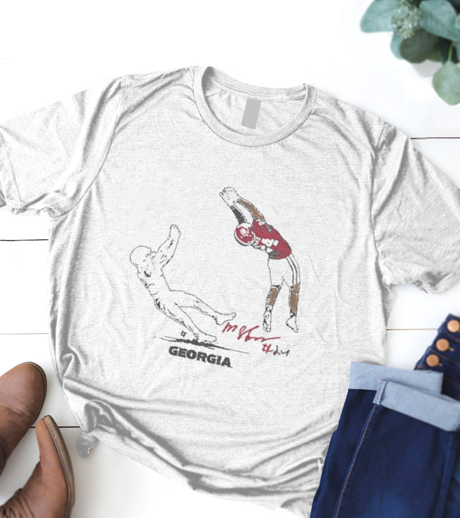 Georgia Football Malaki Starks Signature Interception T-Shirt