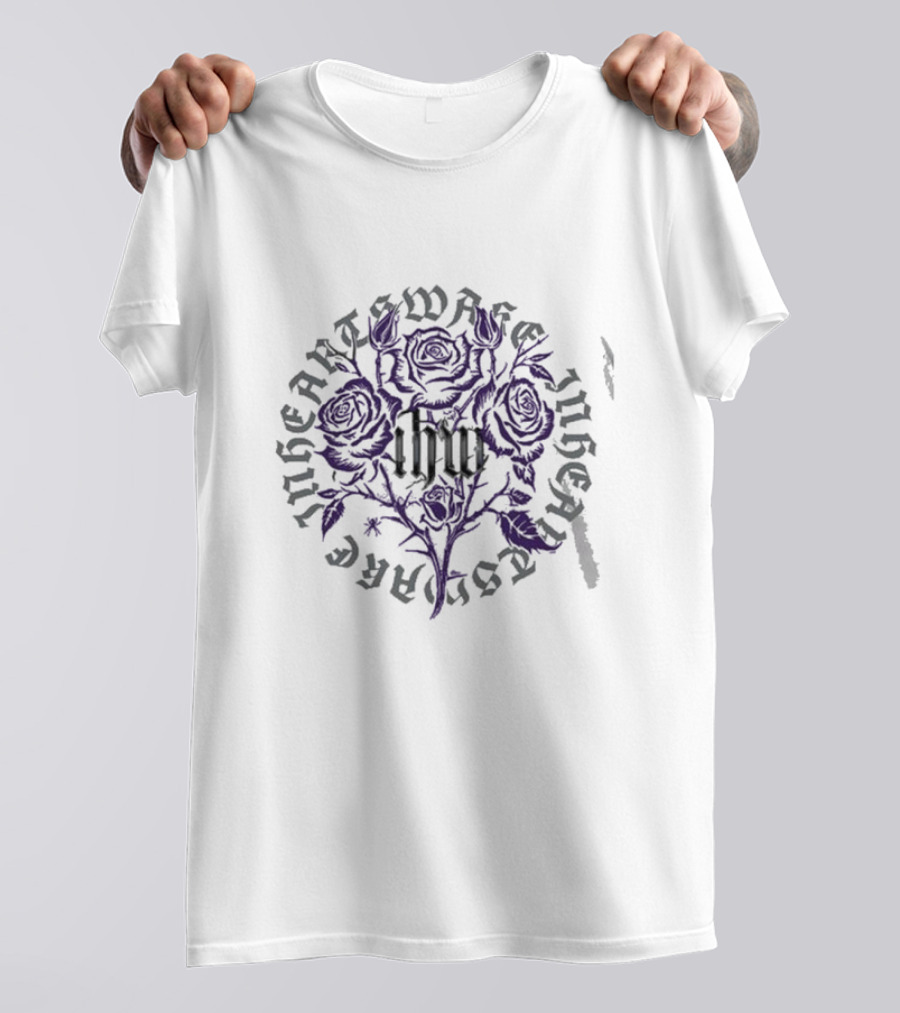 In Hearts Wake Purple Floral Arrangement Typography T-Shirt