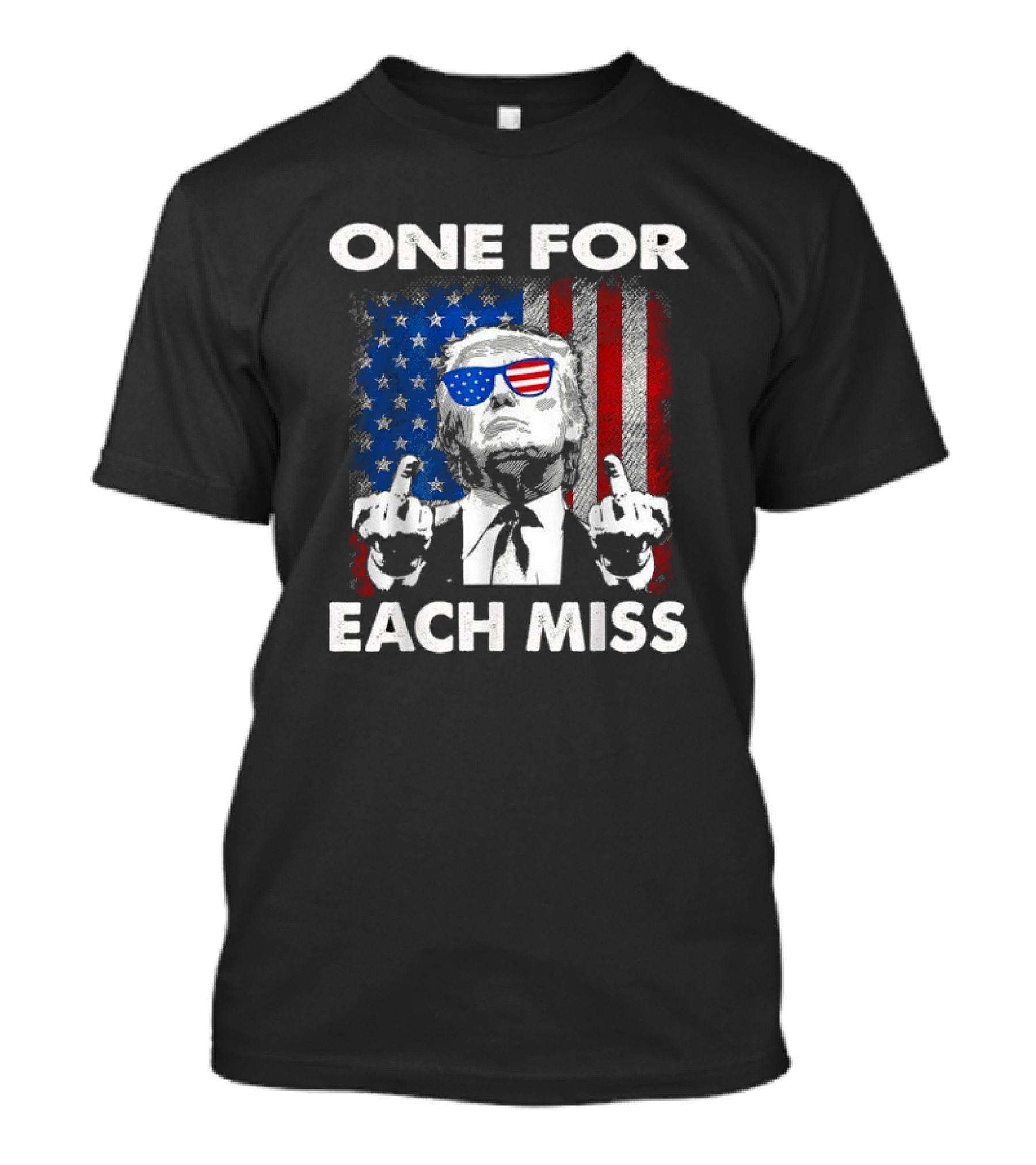 One For Each Miss American Flag Sunglasses Middle Finger T-Shirt