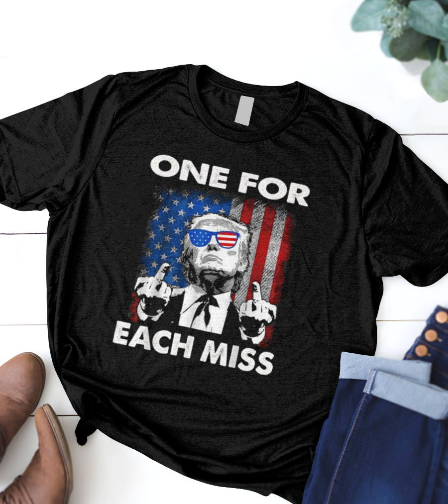 One For Each Miss American Flag Sunglasses Middle Finger T-Shirt