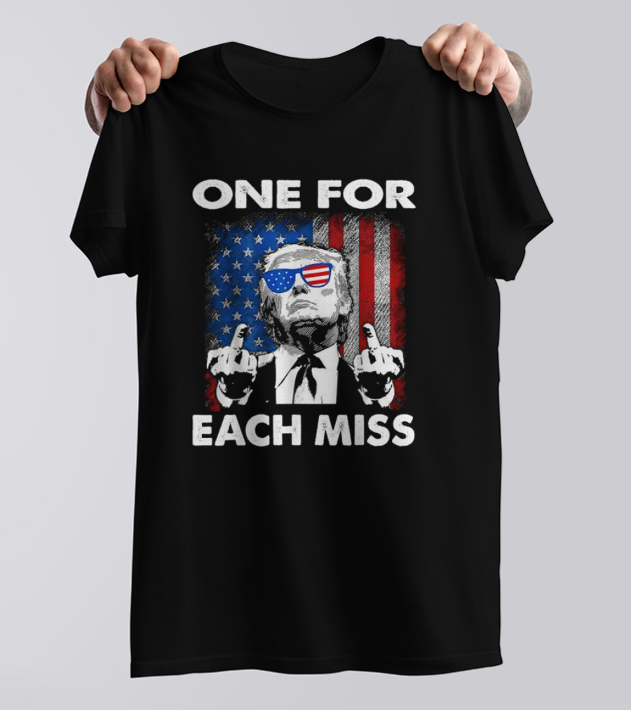 One For Each Miss American Flag Sunglasses Middle Finger T-Shirt