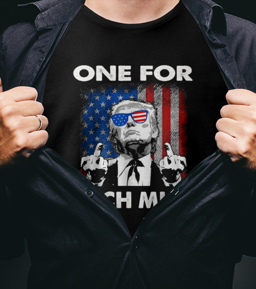 One For Each Miss American Flag Sunglasses Middle Finger T-Shirt