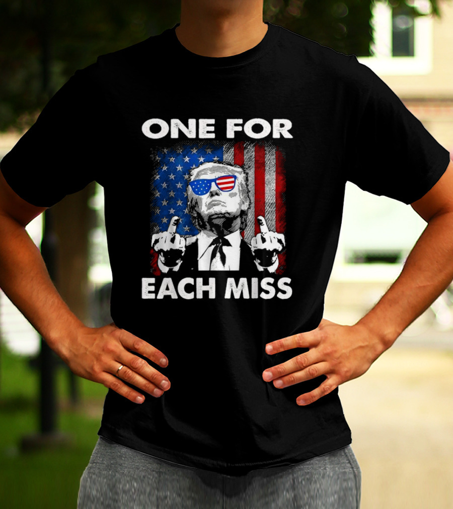 One For Each Miss American Flag Sunglasses Middle Finger T-Shirt