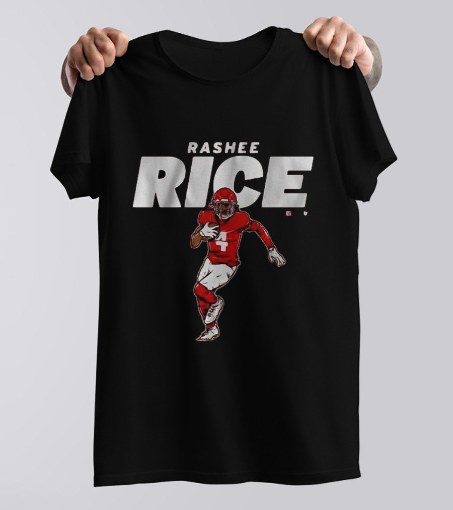 Rashee Rice Football Player Number 4 Red Uniform Action Pose T-Shirt