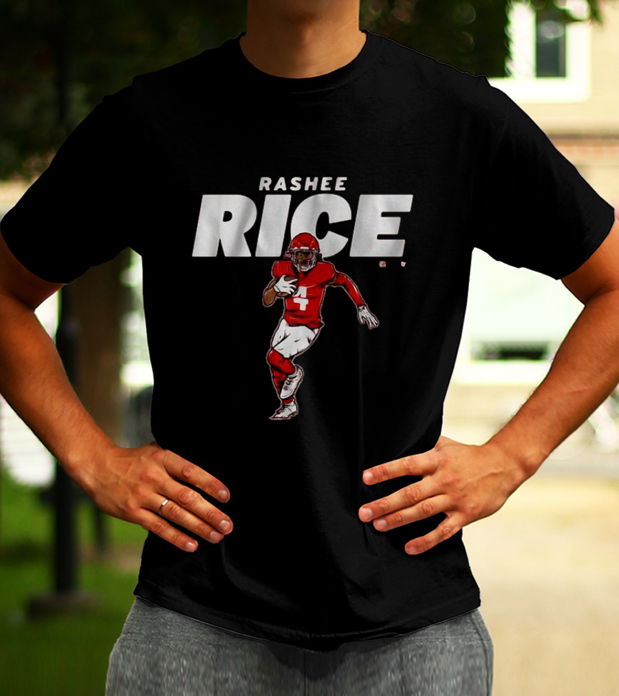 Rashee Rice Football Player Number 4 Red Uniform Action Pose T-Shirt