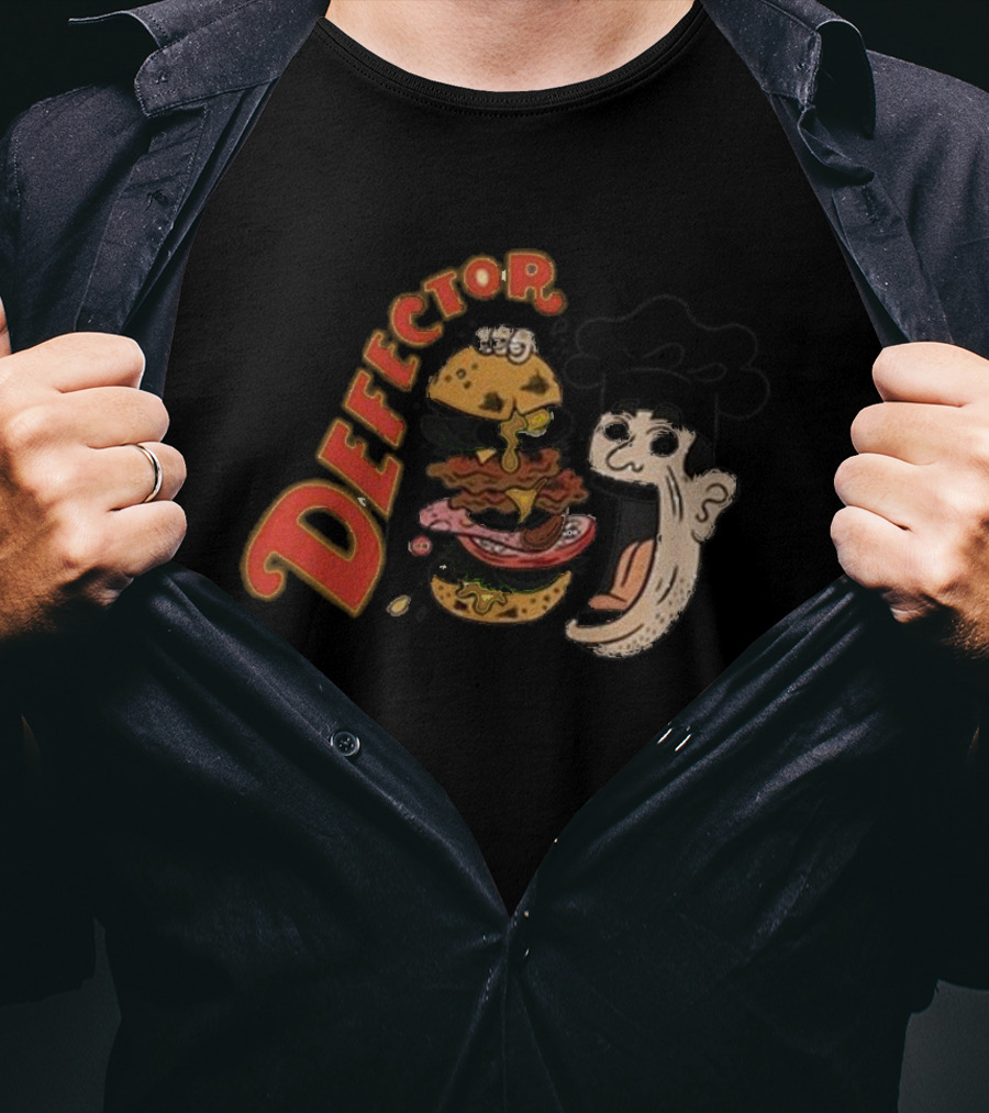 Defector Chefector Big Burger Graphic With Chef And Layered Burger T-Shirt