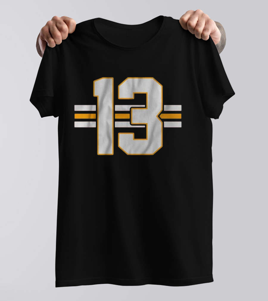 Lucky 13 Football Bold Number With Stripes T-Shirt