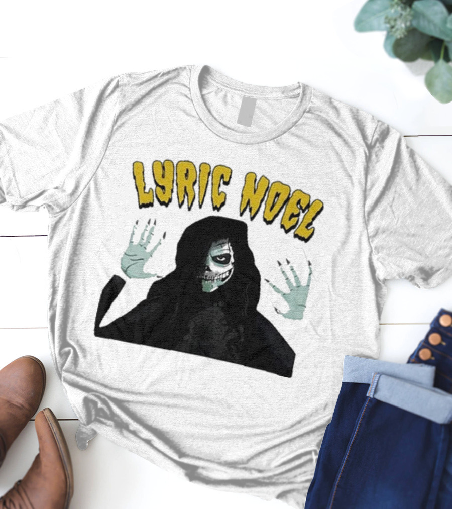 Lyric Noel Hallows Eve Ghostly Figure With Spider Web Face T-Shirt