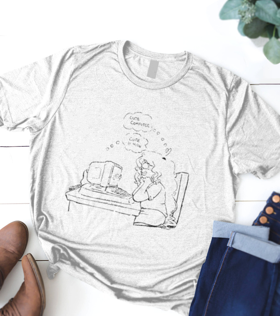 Cute Computer Cute Human Thought Bubble Interaction T-Shirt