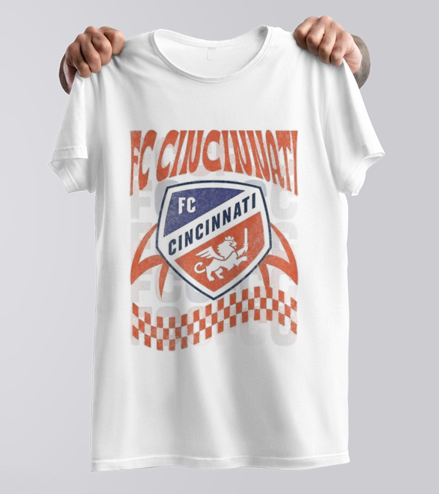 FC Cincinnati Shield Vibes Checking Rampant Lion T-Shirt