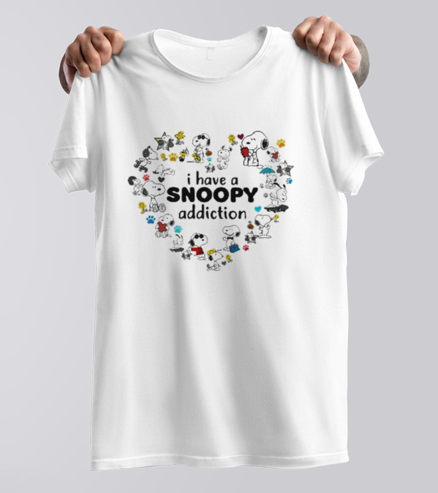 I Have A Snoopy Addiction With Colorful Paw Prints And Peanuts Characters T-Shirt