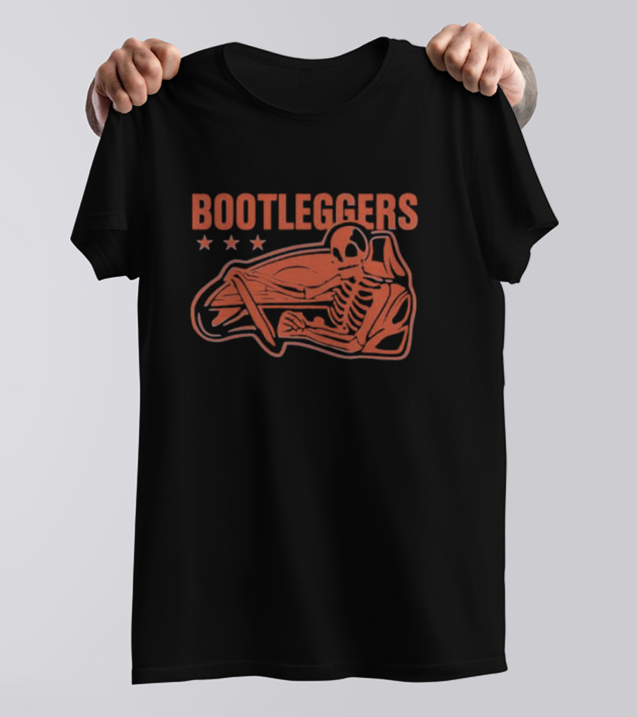 Bootleggers Skeleton Driving With Stars T-Shirt