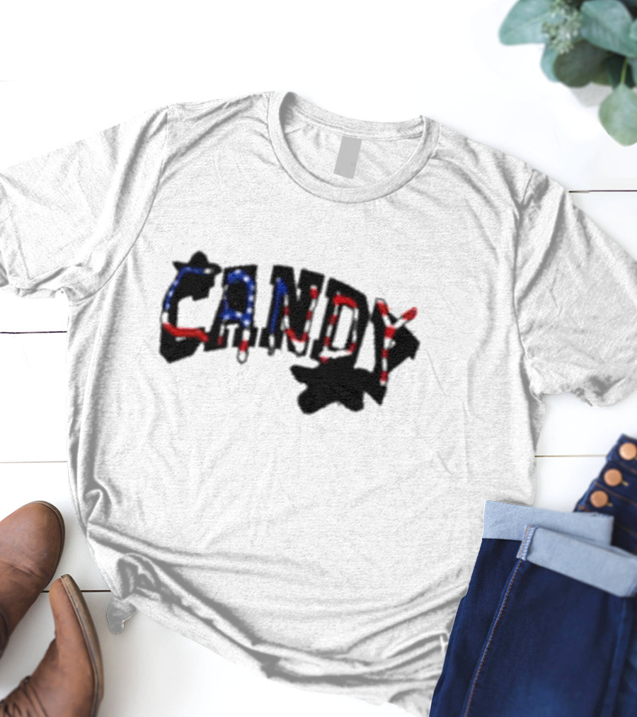 Candy Flipping America Patriotic Red Blue Shadows T-Shirt