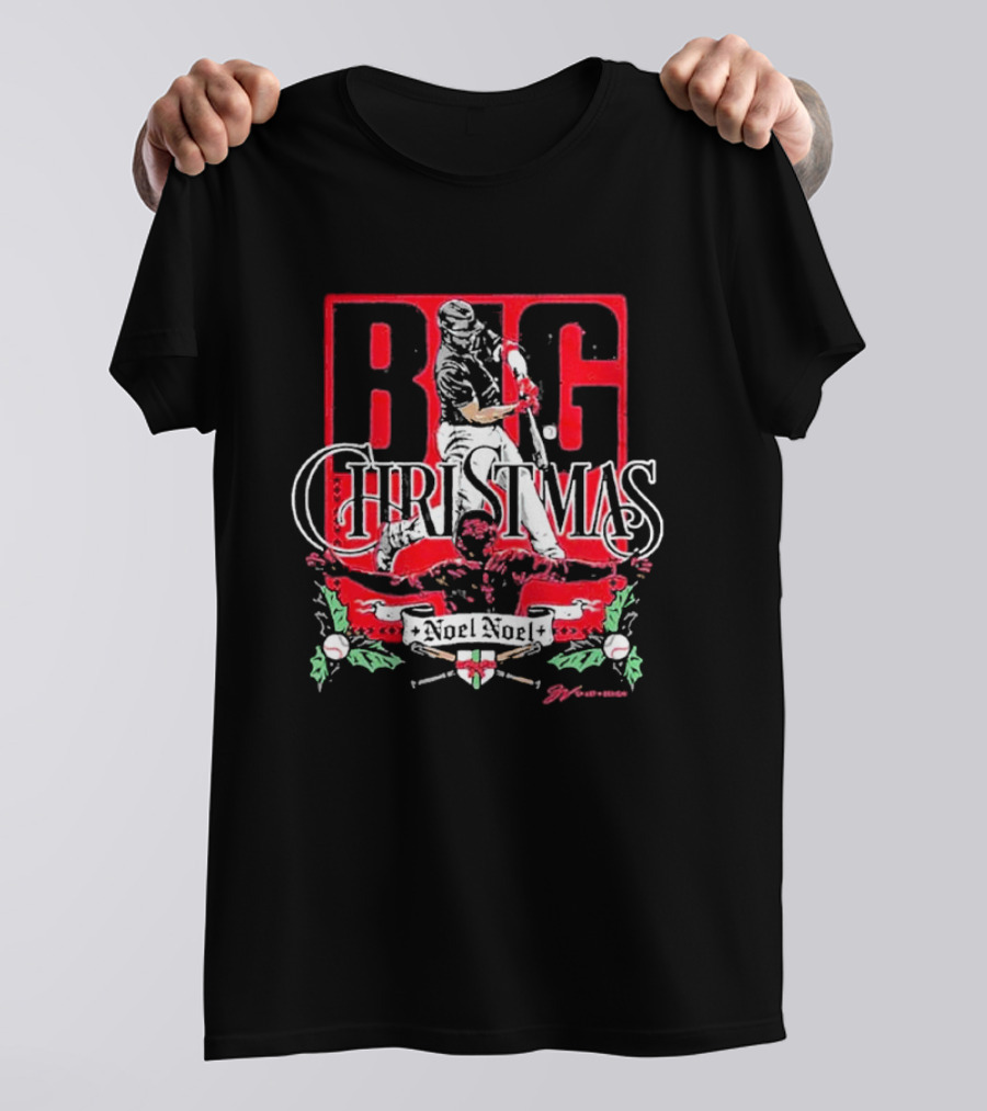 Big Christmas Noel Noel Baseball Player Festive Holiday T-Shirt