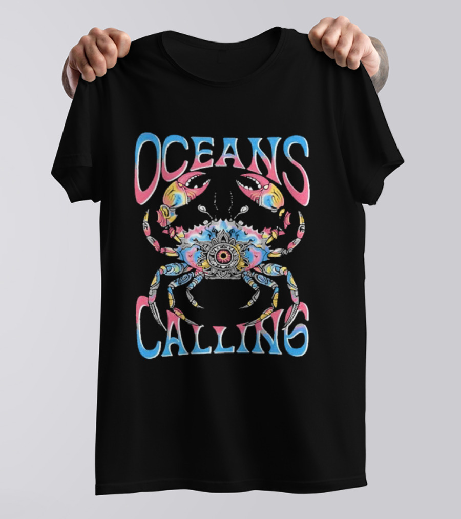 Oceans Calling Ocean City MD Psychedelic Crab T-Shirt