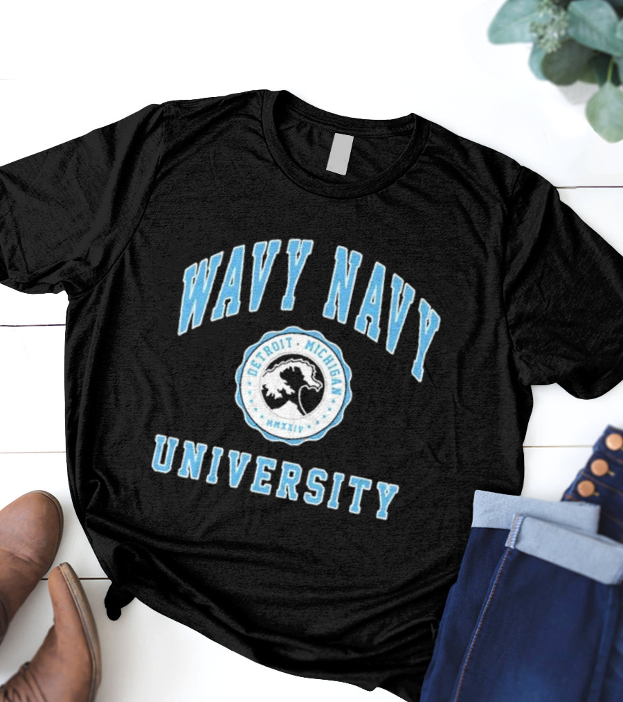 Wavy Navy University Detroit Michigan MMXXIV T-Shirt