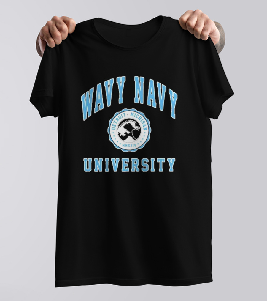 Wavy Navy University Detroit Michigan MMXXIV T-Shirt