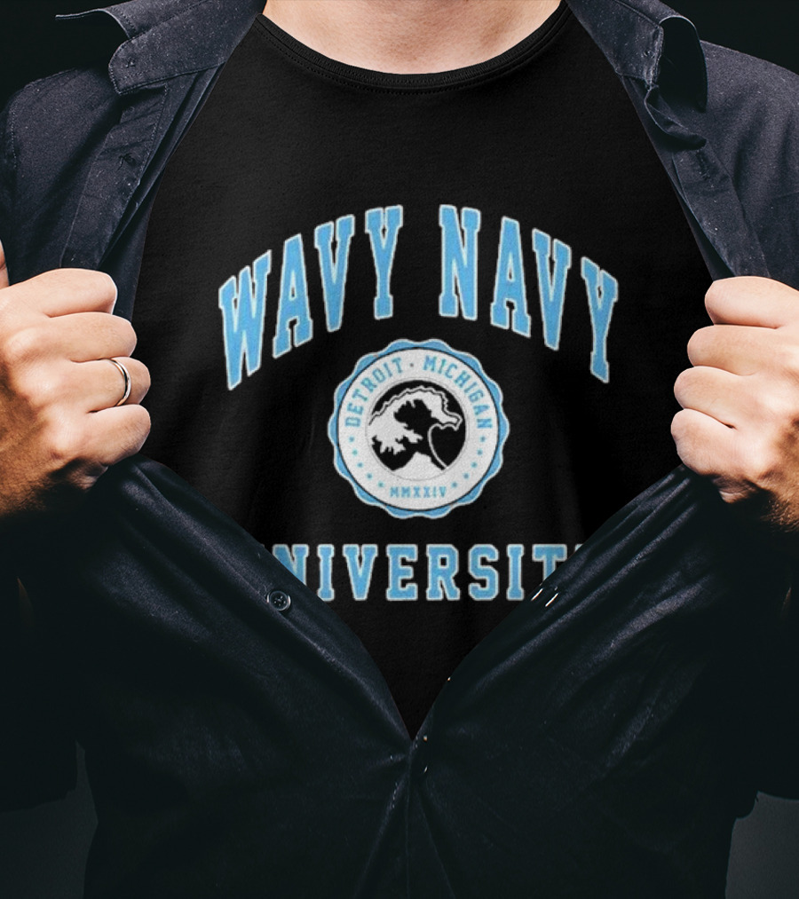 Wavy Navy University Detroit Michigan MMXXIV T-Shirt