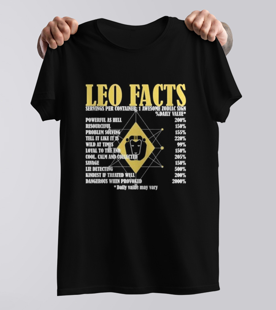 Leo Facts Powerful Resourceful Problem Solving Zodiac Sign Birthday T-Shirt