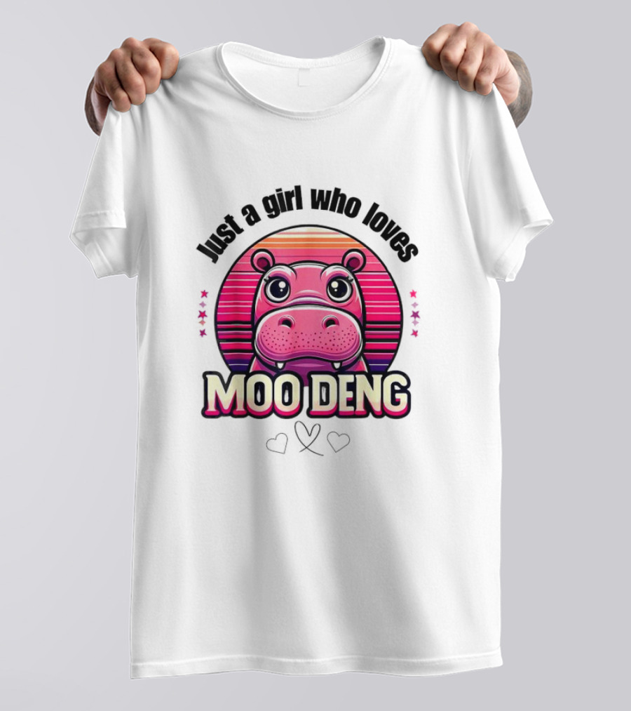 Just A Girl Who Loves Moo Deng Cute Hippo T-Shirt