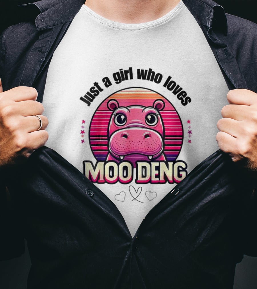 Just A Girl Who Loves Moo Deng Cute Hippo T-Shirt