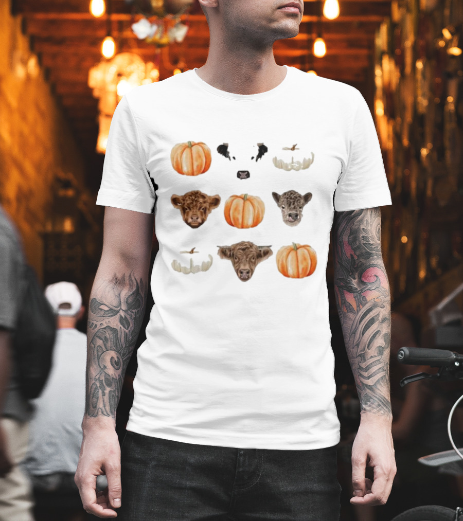Katie Van Slyke Mini Cows Pumpkins Arrangement T-Shirt