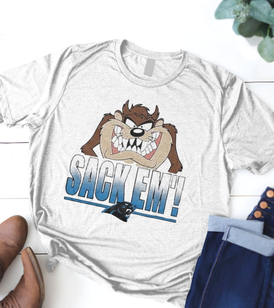 Looney Tunes Taz Sack Em’ Carolina Panthers T-Shirt
