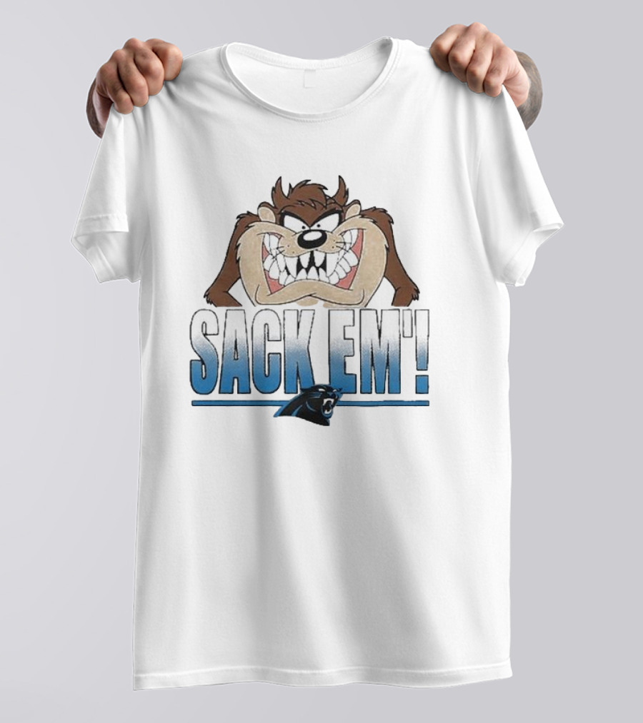 Looney Tunes Taz Sack Em’ Carolina Panthers T-Shirt
