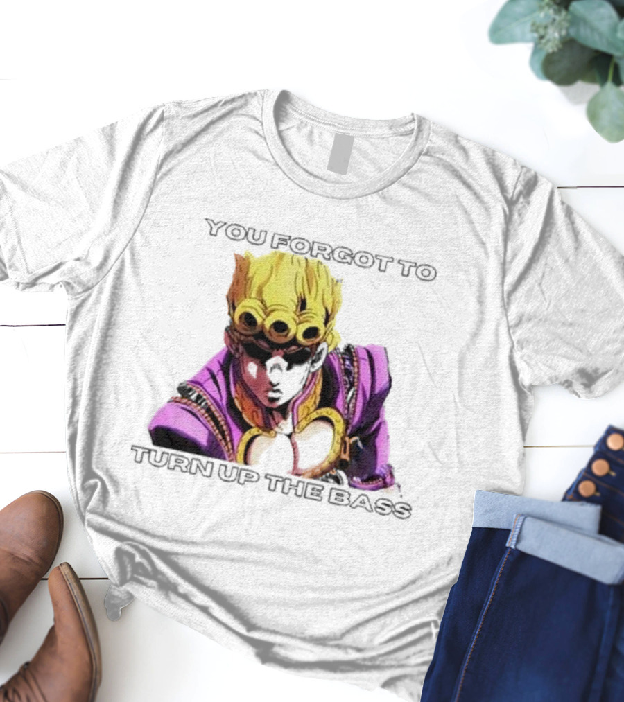 Giorno Giovanna You Forgot To Turn Up The Bass JoJo's Bizarre Adventure Anime Character Vibrant Purple T-Shirt
