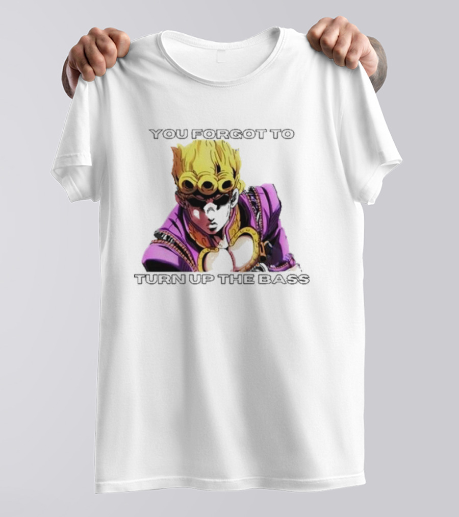 Giorno Giovanna You Forgot To Turn Up The Bass JoJo's Bizarre Adventure Anime Character Vibrant Purple T-Shirt