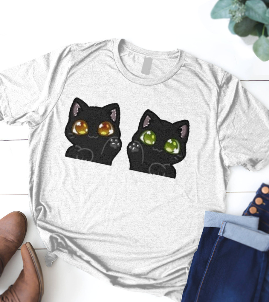 Stream Labs Kitties Black Cats With Colorful Eyes T-Shirt