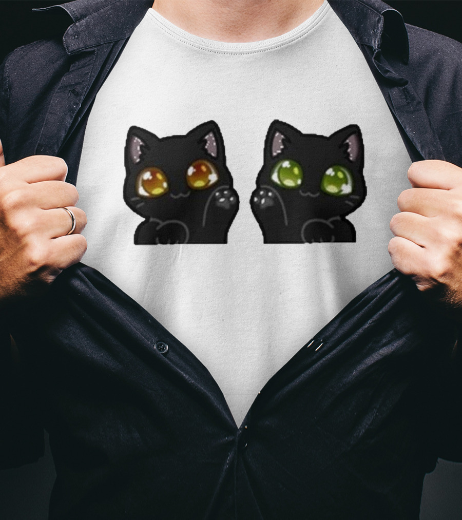 Stream Labs Kitties Black Cats With Colorful Eyes T-Shirt
