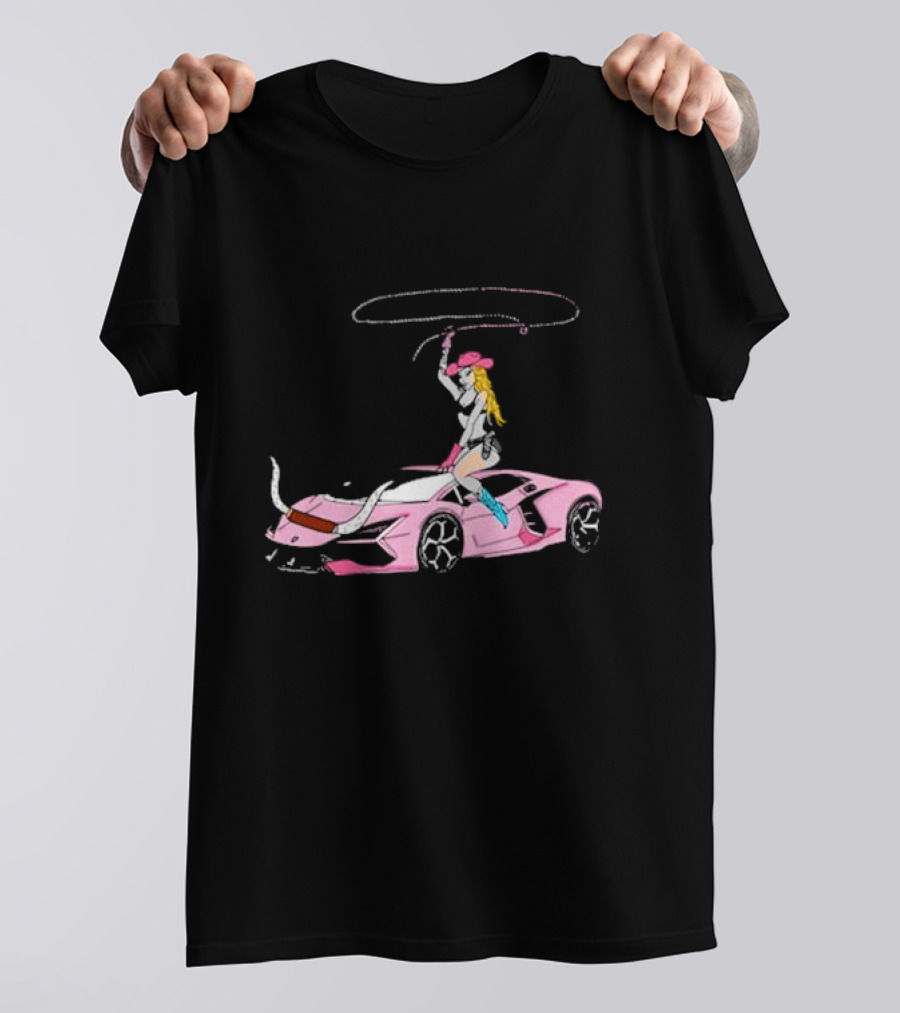 Iggy Azalea The Motherland Singapore Pink Sports Car Cowgirl Lasso T-Shirt