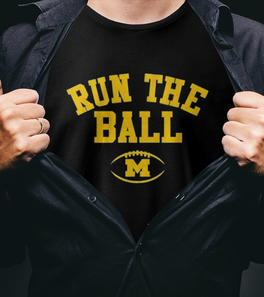 Michigan Wolverines Run The Ball Football M T-Shirt