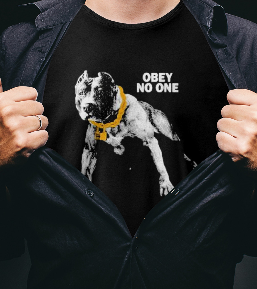 Obey No One Pitbull Bold Yellow Chain T-Shirt