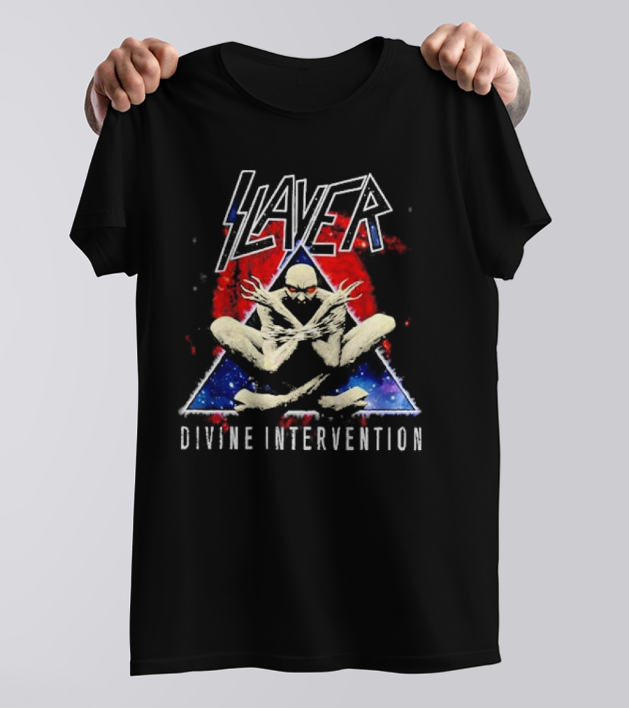 Slayer Divine Intervention Creepy Shadowy Figure Triangle T-Shirt