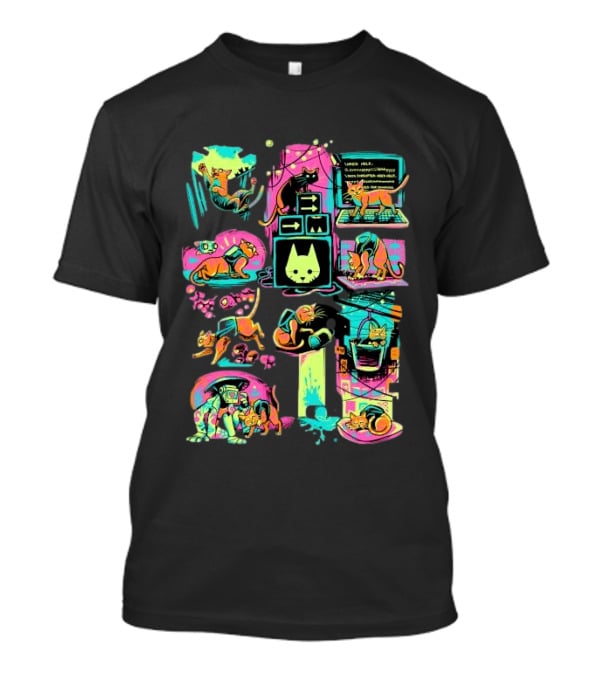 Stray Antics Extremely Normal Cat Quirky Adventure Vibrant Illustrations Playful Feline Escapades T-Shirt