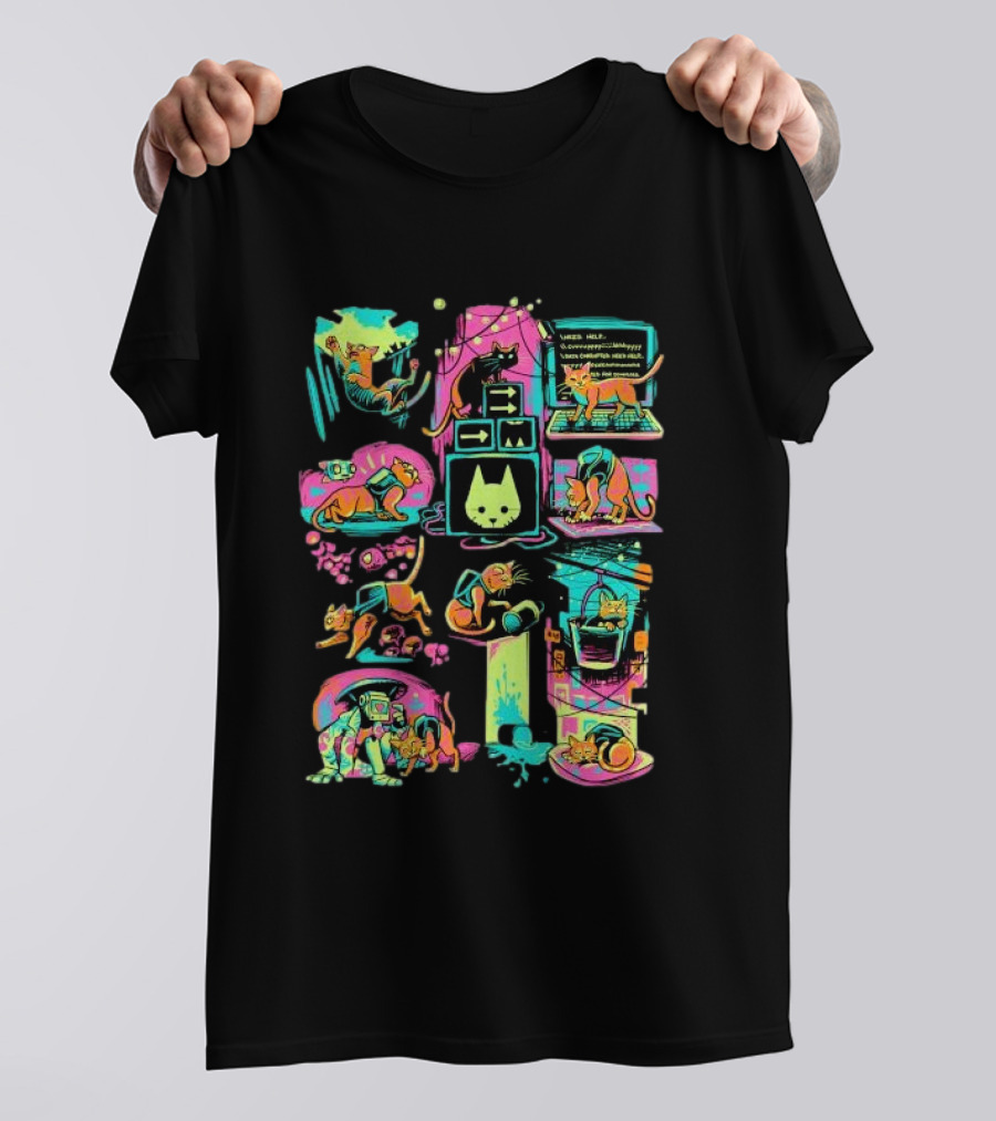 Stray Antics Extremely Normal Cat Quirky Adventure Vibrant Illustrations Playful Feline Escapades T-Shirt
